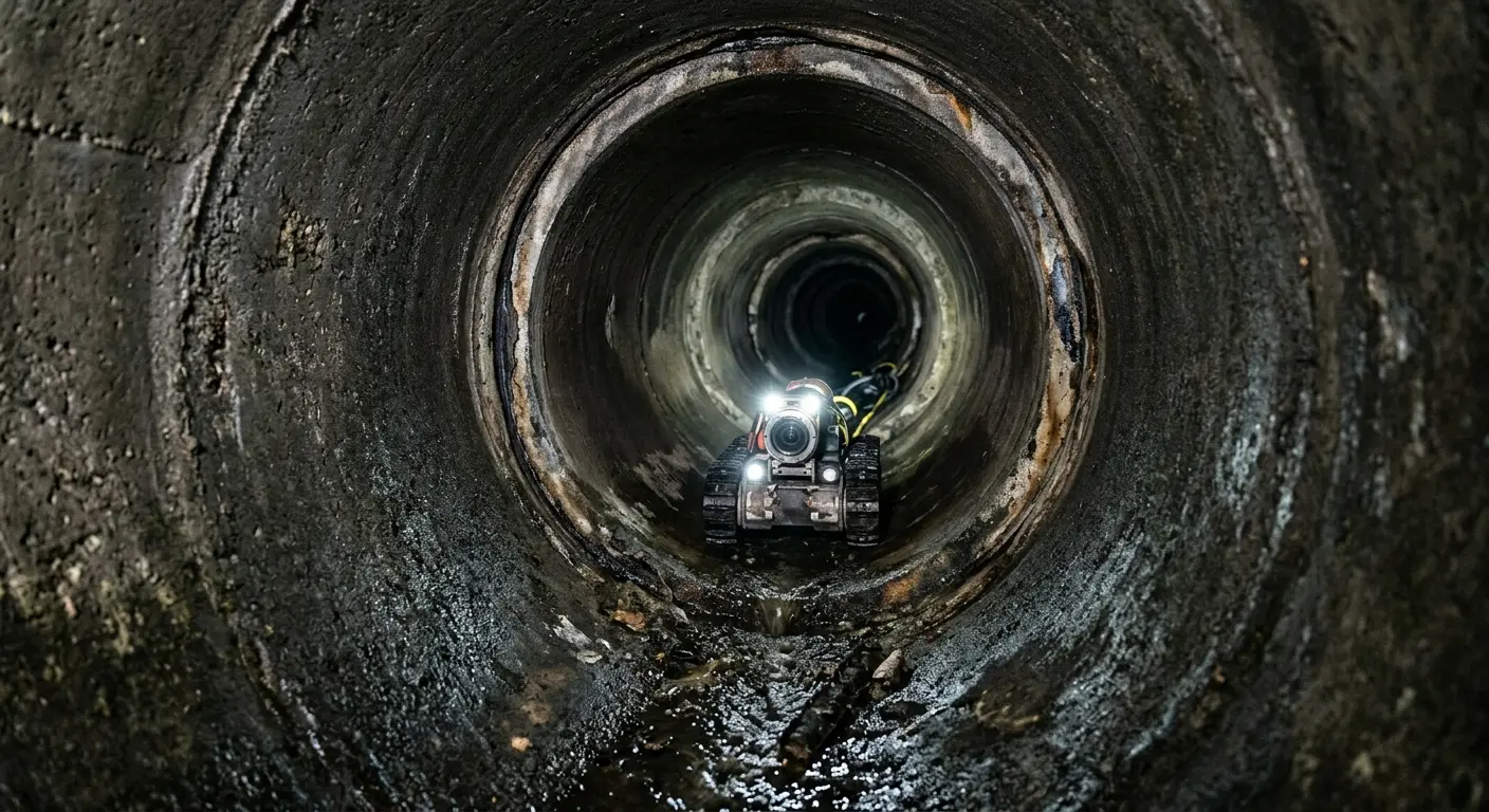 Robotic sewer camera inspecting pipe interior for Drain Snake Service in Caribou
